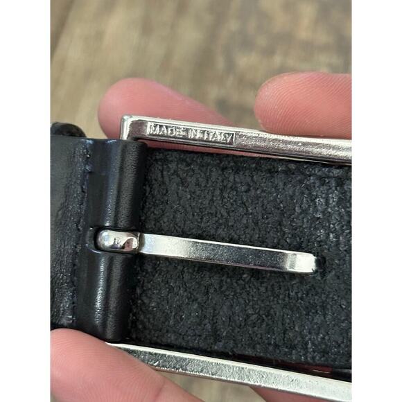 Bronzino Men's Black Genuine Leather Adjustable Buckle Belt - Picture 7 of 7